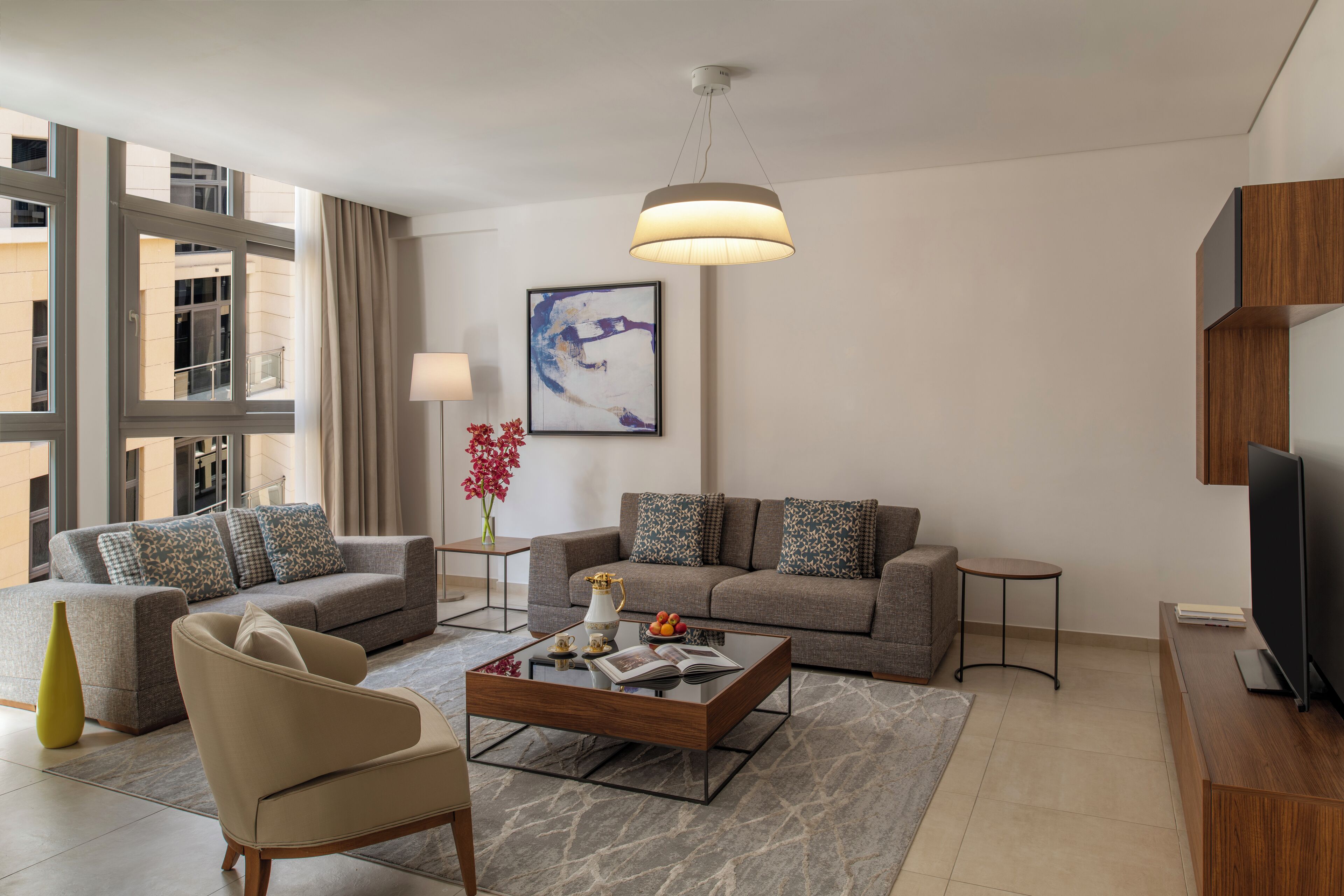 Deluxe appartement, 2 slaapkamers, balkon | Geluiddichte muren, een strijkplank/strijkijzer, extra bedden