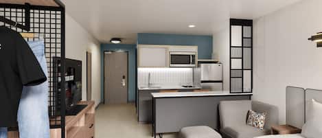Laptop workspace, blackout curtains, free WiFi, bed sheets