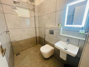 Shower, towels, soap