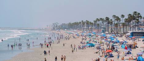 Playa en los alrededores, camastros y toallas de playa
