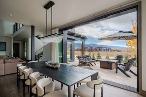 Smart TV, fireplace, foosball