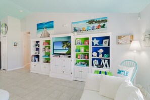 Smart TV, DVD player, books