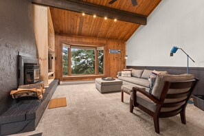 TV, fireplace - Ski Ranch Loft - 2 King Bedrooms + Loft w/ Custom Bunks, Hot Tub, Short Walk to Slopes (Steamboat Springs)