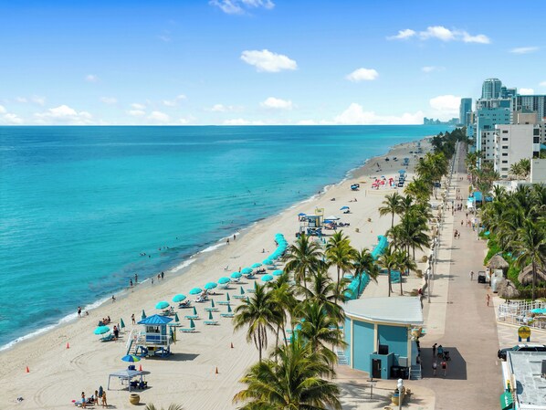 Sun-loungers, beach towels