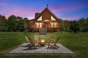 Terrace/patio - Stunning Log Cabin in Oneonta Set On 30 Acres (East Meredith)