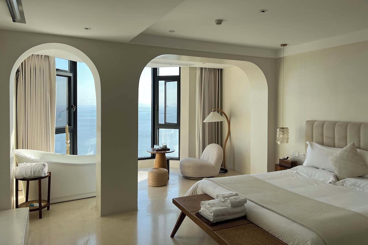 Doppia Deluxe, vista mare | Biancheria da letto di alta qualità