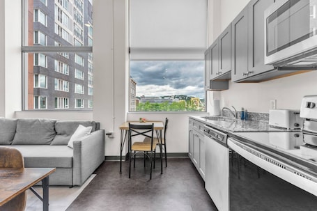 华丽公寓, 1 间卧室, 无烟房 | 私人厨房 | 大冰箱、微波炉、烤箱、炉灶