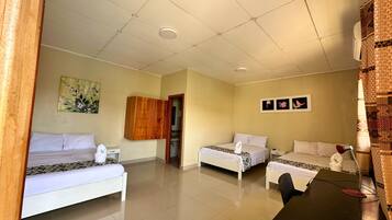 Triple Room, Garden View | Desk, laptop workspace, free WiFi