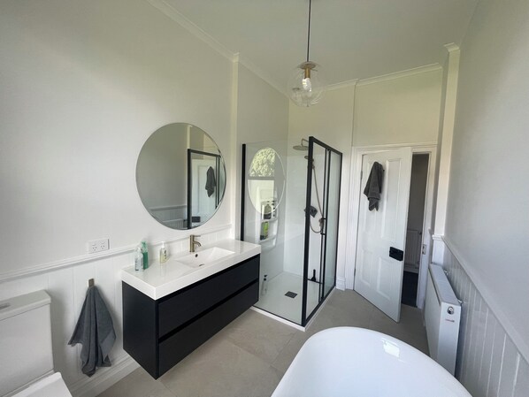 Towels, soap, shampoo, toilet paper