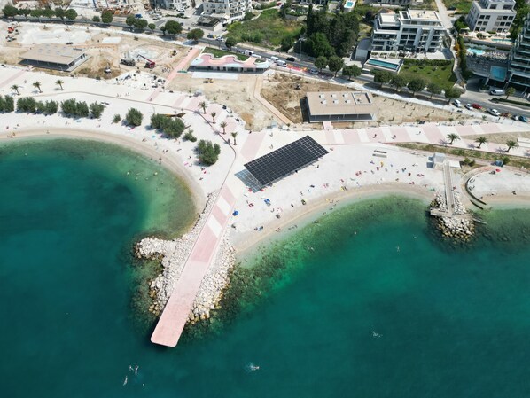 On the beach, white sand, 7 beach bars