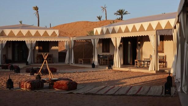 A desert camp with tents, outdoor seating, and traditional decor. - Palmeraie Oasis Camp - A Member Of Barcelo Hotel Group (Marrakech)