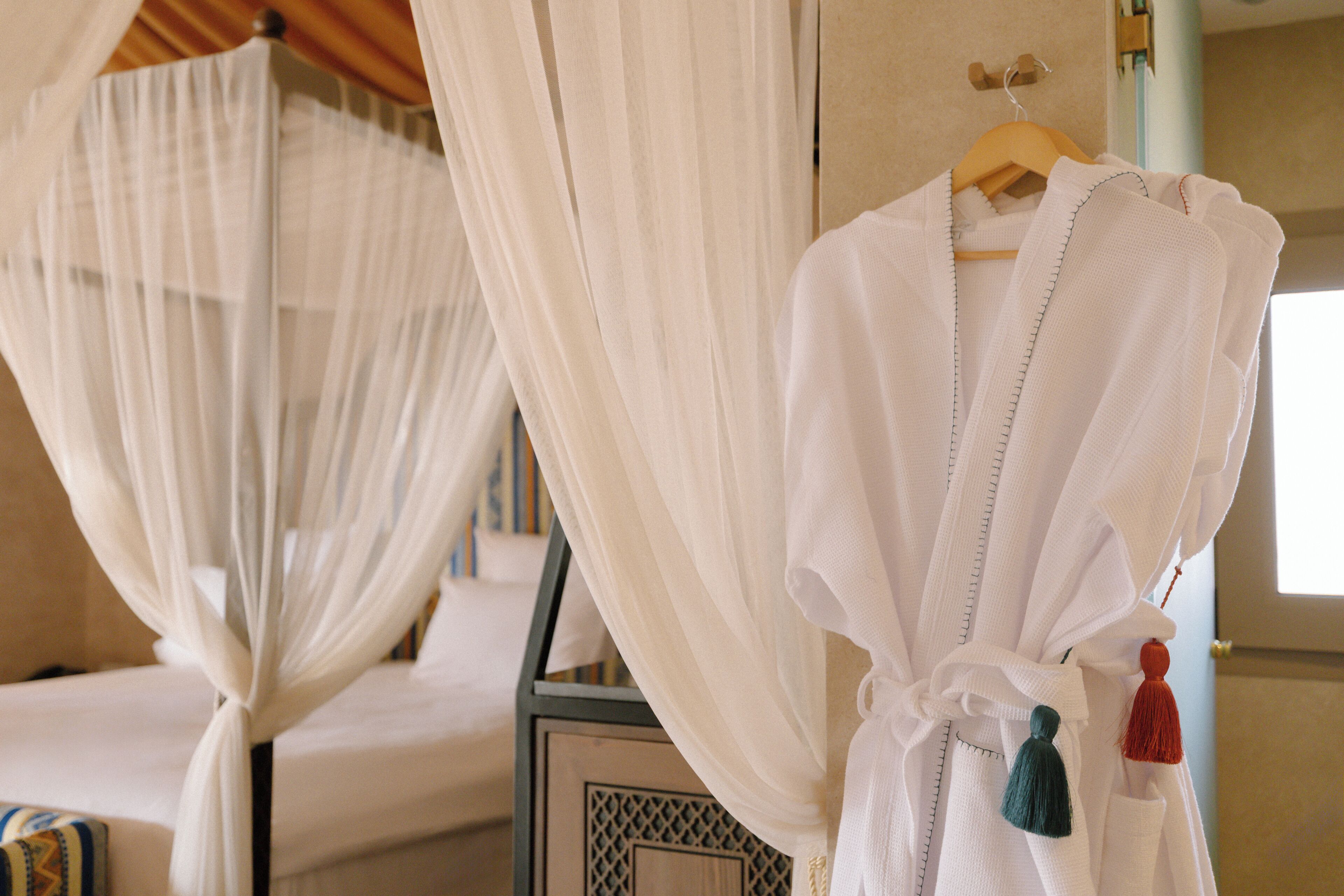 Shower, rainfall showerhead, hair dryer, bathrobes