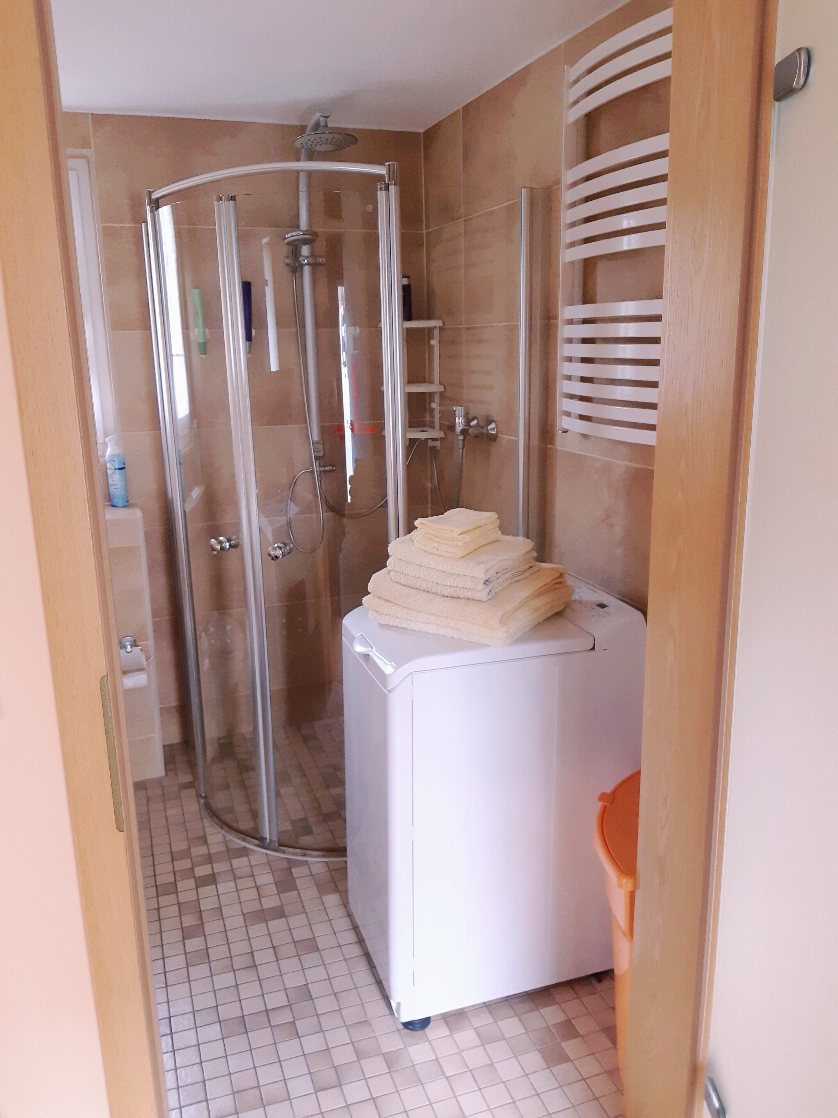 Dusche, Haartrockner, Handtücher