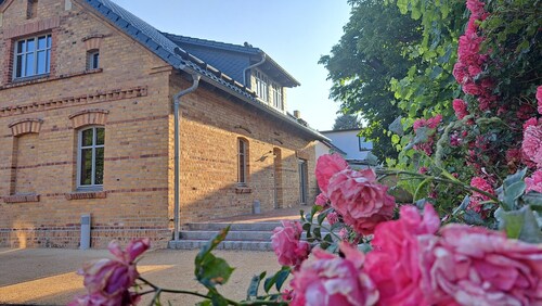 Comfortable vacation home "Alte Provinz" Park Table tennis Darts Barbecue Fire bowl