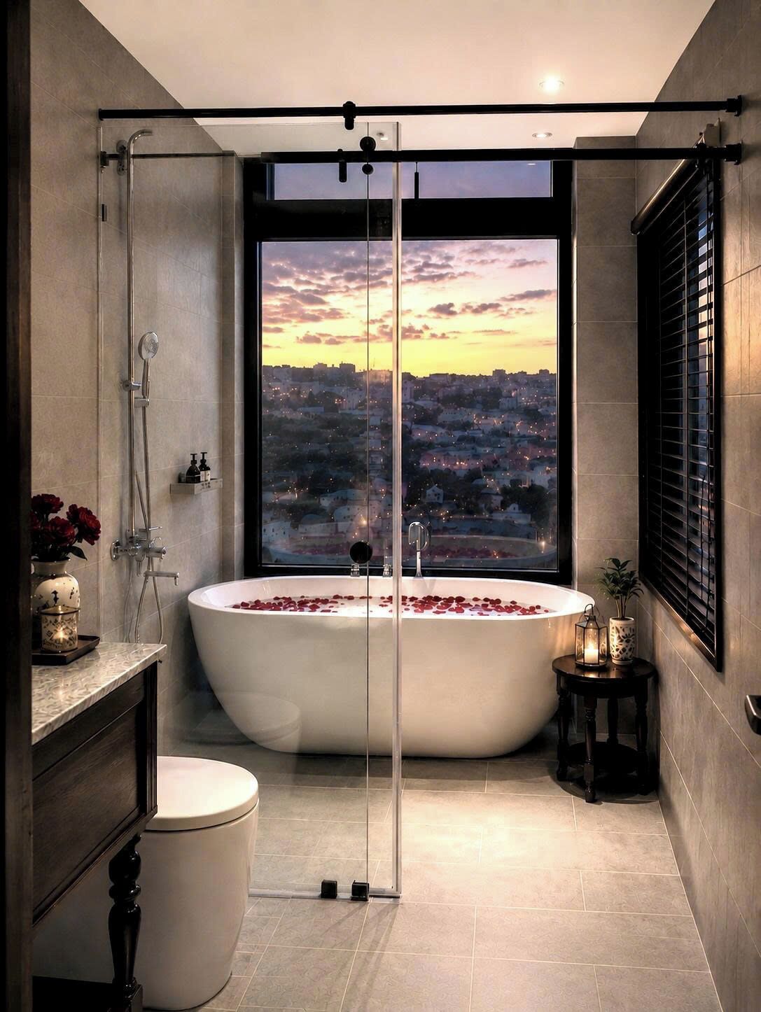 Regadera, regadera tipo lluvia, amenidades de baño de diseñador 