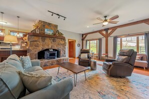 TV, fireplace