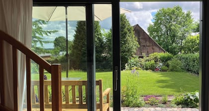 Charming vacation home in the heart of the stork village, with a panoramic view and a swimming spot on the outskirts of town