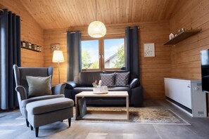 TV, video library, stereo