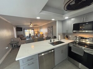 Fridge, microwave, oven, stovetop - Vacation At Bac Bay! Fun In The Sun! 2B/2B Condo Walk To Beach! (Fort Myers Beach)