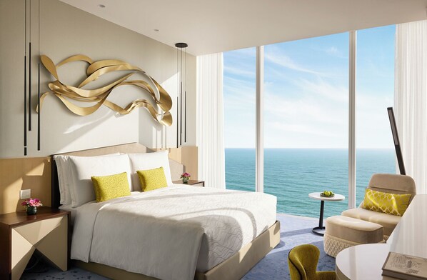 Rom – deluxe, havutsikt | Minibar (inkludert), safe på rommet og skrivebord