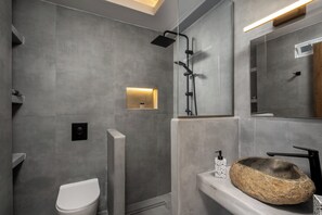 シャワー、ヘアドライヤー、タオル、トイレットペーパー