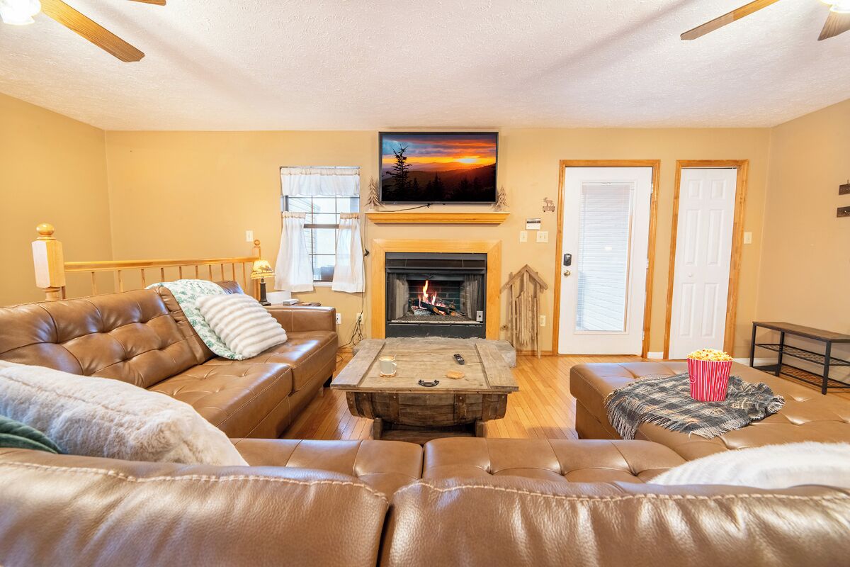 TV, fireplace