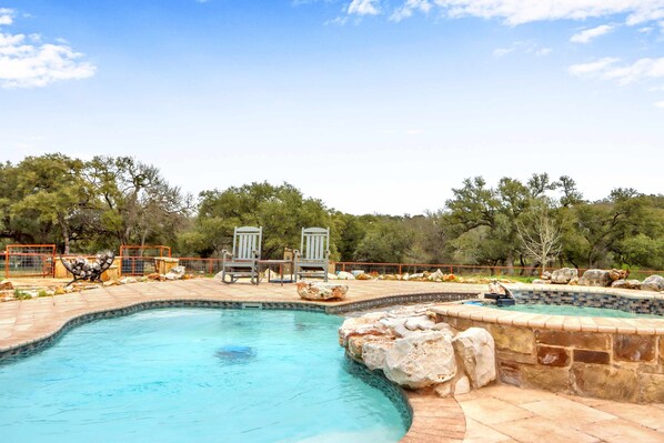 Private pool with outdoor seating 