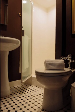 Shower, hair dryer, towels, shampoo - Elegant Studio in Hollywood (Los Angeles)