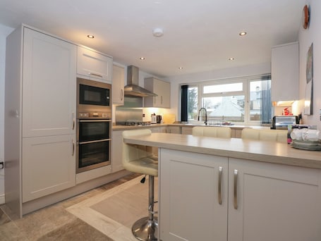 Fridge, microwave, dishwasher, toaster. Criw Newydd