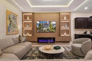 Smart TV, lareira, pebolim