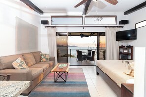 House, Ocean View | Living area - Oceanview Villa with Wrap-Around Terrace, Private Pool, Hot Tub, and Guesthouse (Cabo Velas)