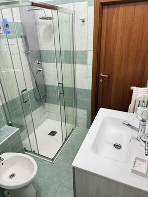 Dusche, Haartrockner, Bidet, Handtücher