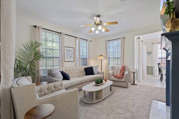 living room with deep seating and large TV