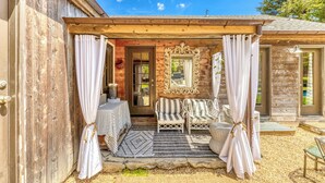 Terrace/patio - Designer home near town, with pool and privacy! (East Hampton)