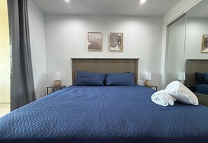 2 bedrooms, desk, iron/ironing board, travel cot