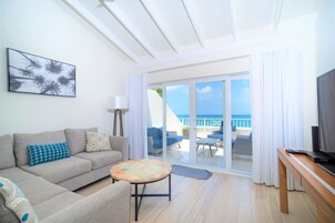 Luxury Penthouse, 3 Bedrooms, Beachfront | Living room | 55-inch Smart TV with cable channels