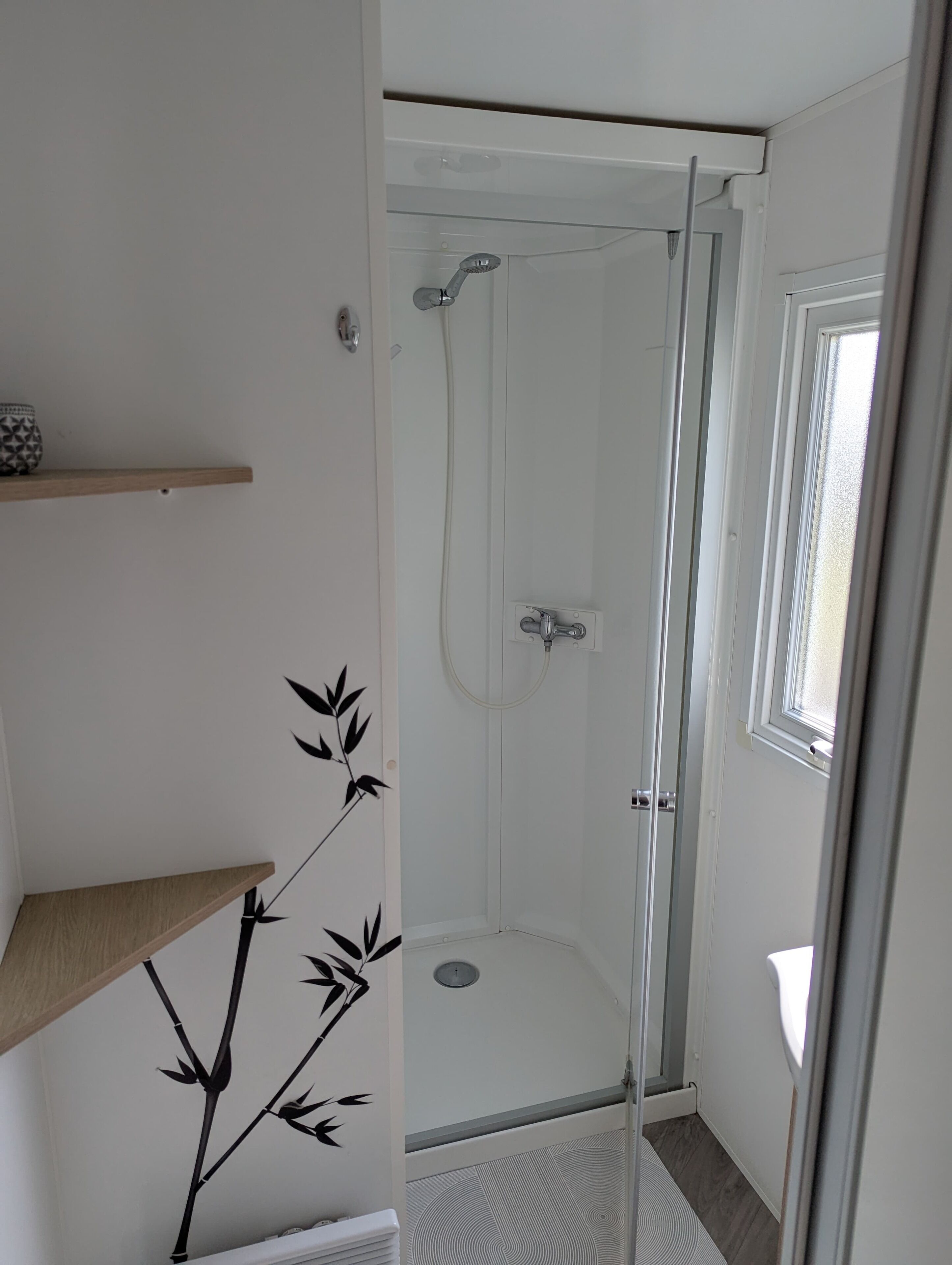 Shower, hair dryer, toilet paper
