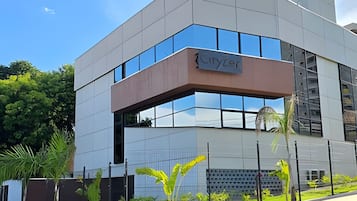 A modern building with a sign reading "City Center".