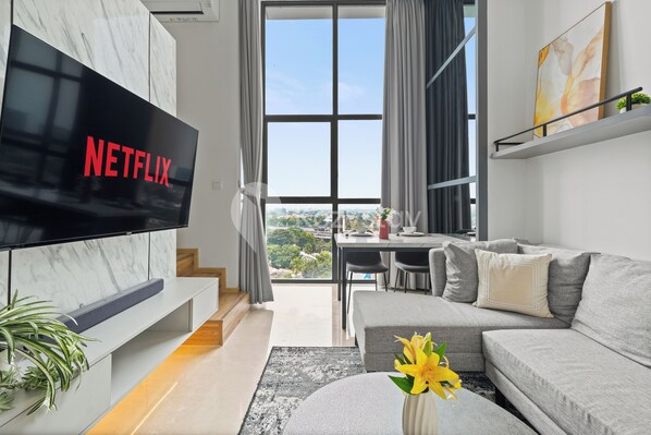 Lägenhet - 1 sovrum - utsikt mot staden | Vardagsrum