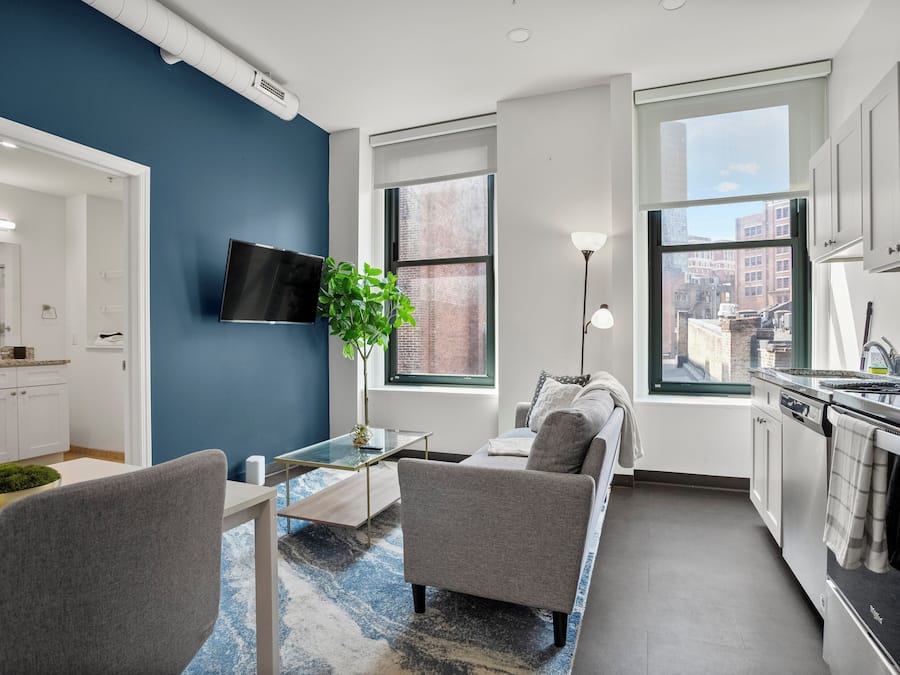 Deluxe Apartment, 1 Queen Bed, Non Smoking | Living area | 43-inch Smart TV with digital channels, Netflix, Hulu