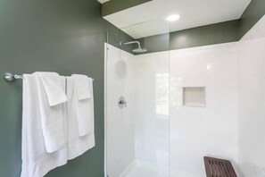 Shower, towels, shampoo - 1BR suite w/ porch & mountain views (Luray)