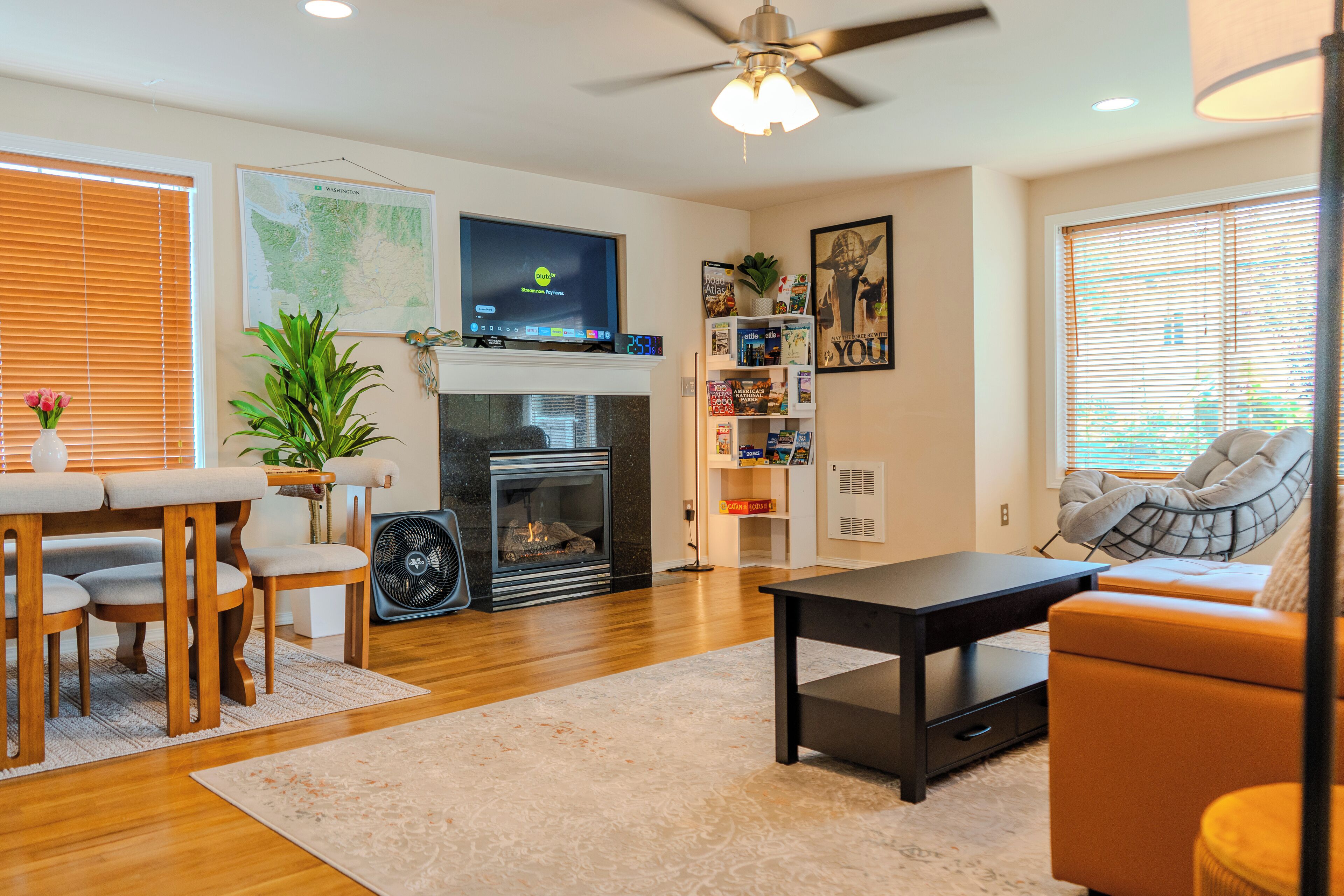 Télévision, cheminée