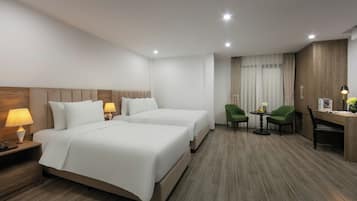 Family Quadruple Room | In-room safe, desk, laptop workspace, blackout drapes