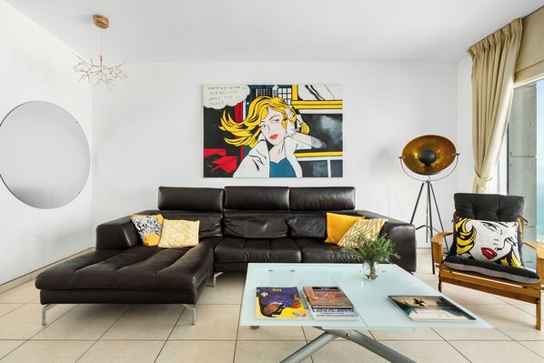 Appartement, vue océan | Coin séjour