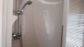 Shower, hair dryer, toilet paper