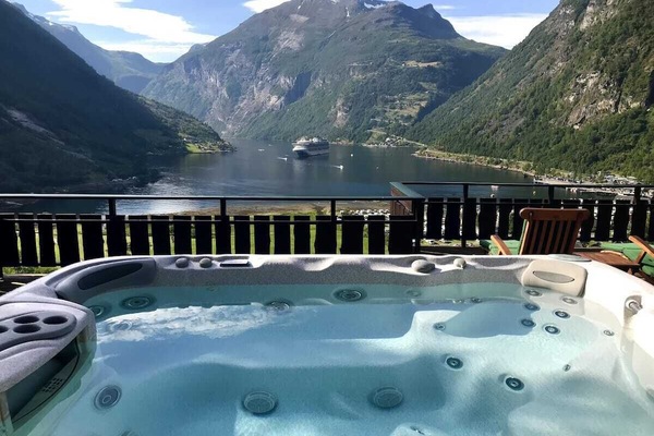 Spa with panoramic views of the Geiranger fjord