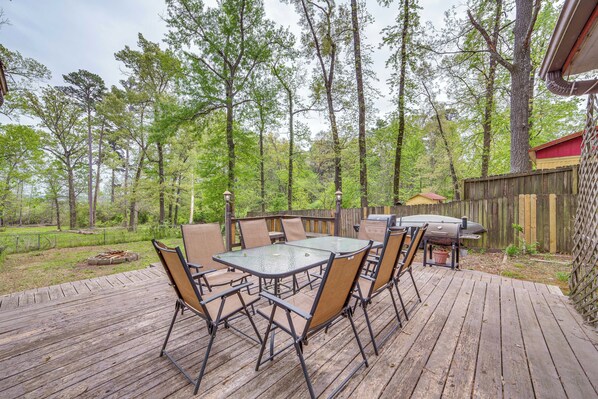 House (2 Bedrooms) | Front of property - Walk to Water: Lake O' the Pines Cabin (Ore City)