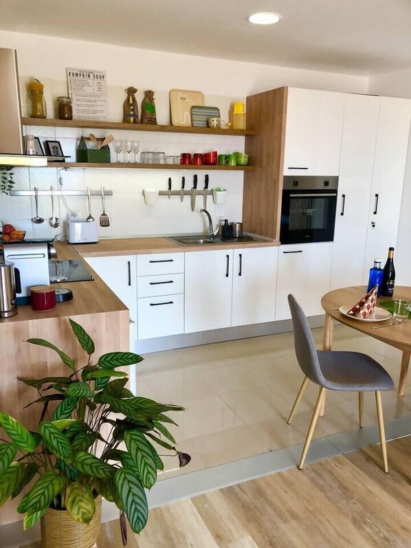 Fridge, microwave, oven, toaster