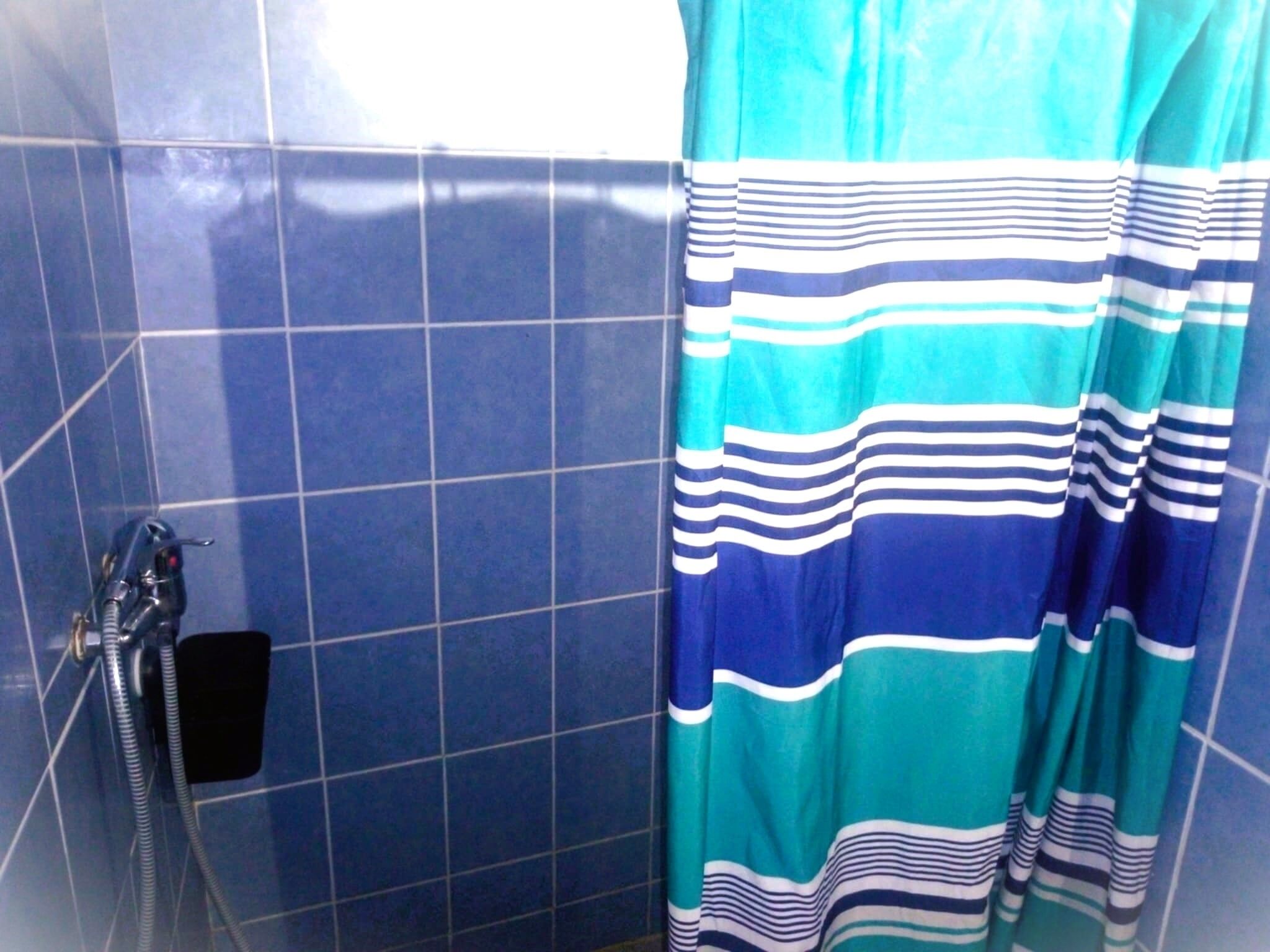 Shower, towels, toilet paper