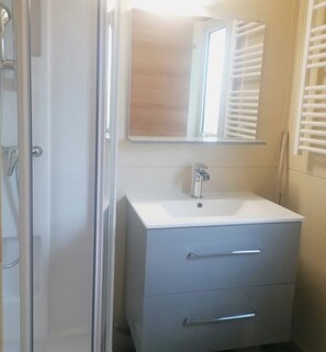 Bathroom - ZEcamping 4 étoiles piscine dog friendly animations chalet TV BBQ clim (Saint-Gaultier)